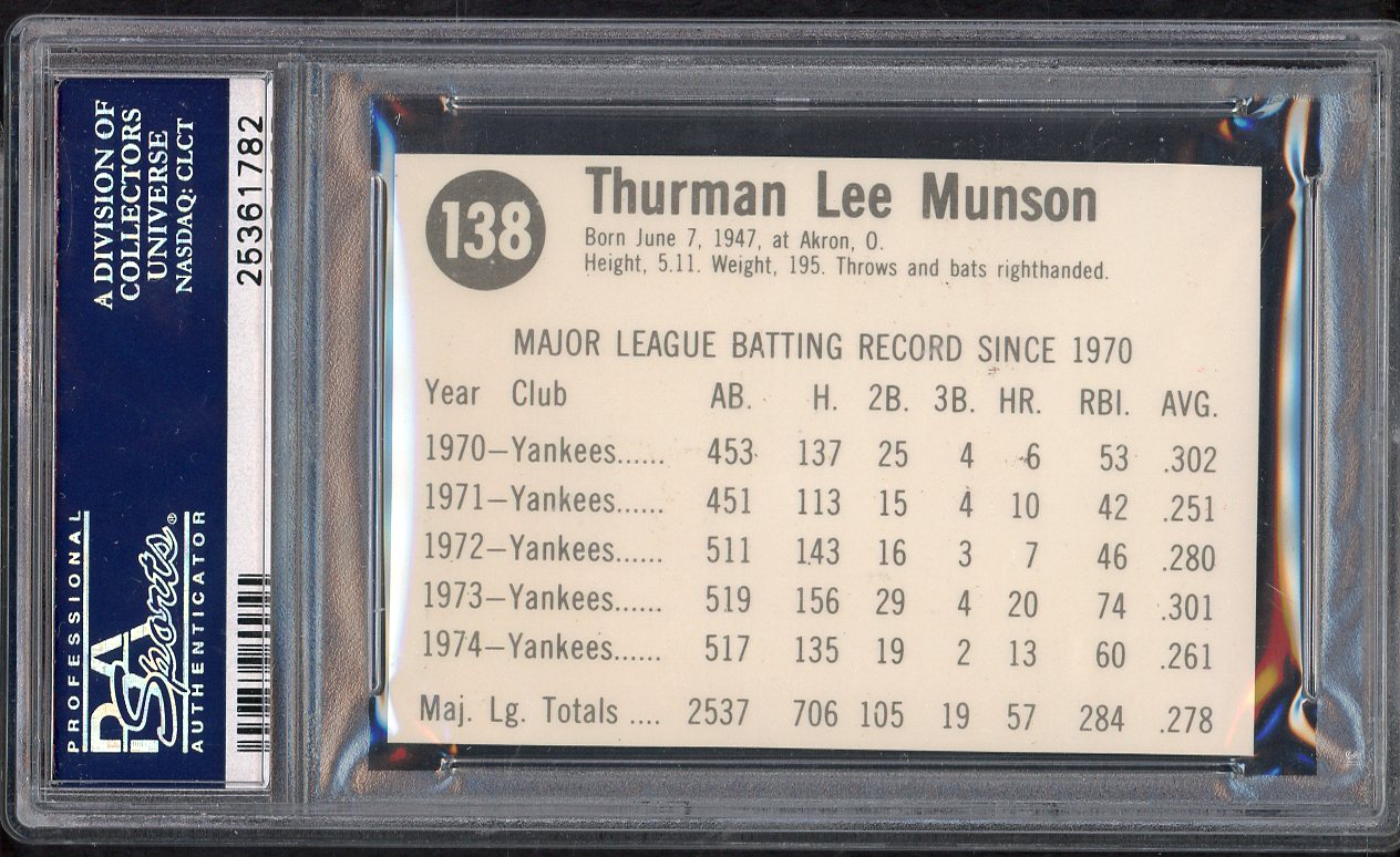 1975 Hostess #138 Thurman Munson Yankees PSA 8 NM/MT 564697