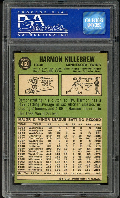 1967 Topps Baseball #460 Harmon Killebrew Twins PSA 7 NM 564703