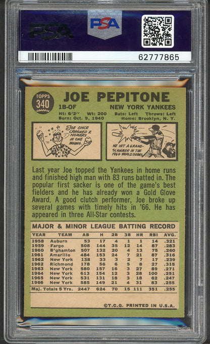 1967 Topps Baseball #340 Joe Pepitone Yankees PSA 7 NM 564706