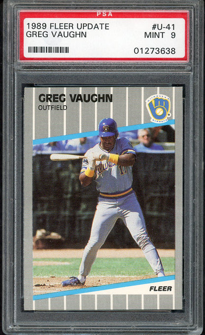 1989 Fleer Update #U41 Greg Vaughn Brewers PSA 9 MINT 564709