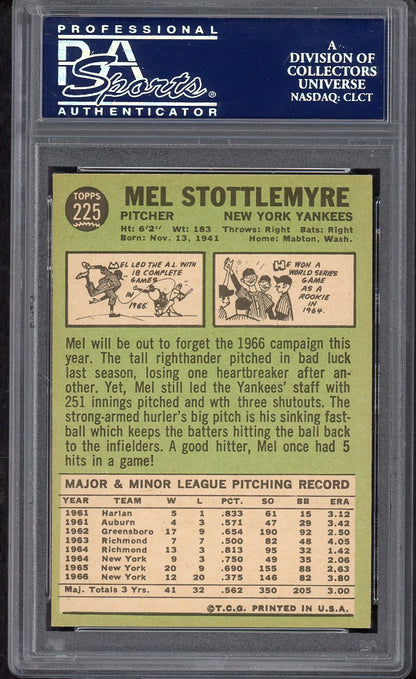 1967 Topps Baseball #225 Mel Stottlemyre Yankees PSA 6 EX-MT 564713