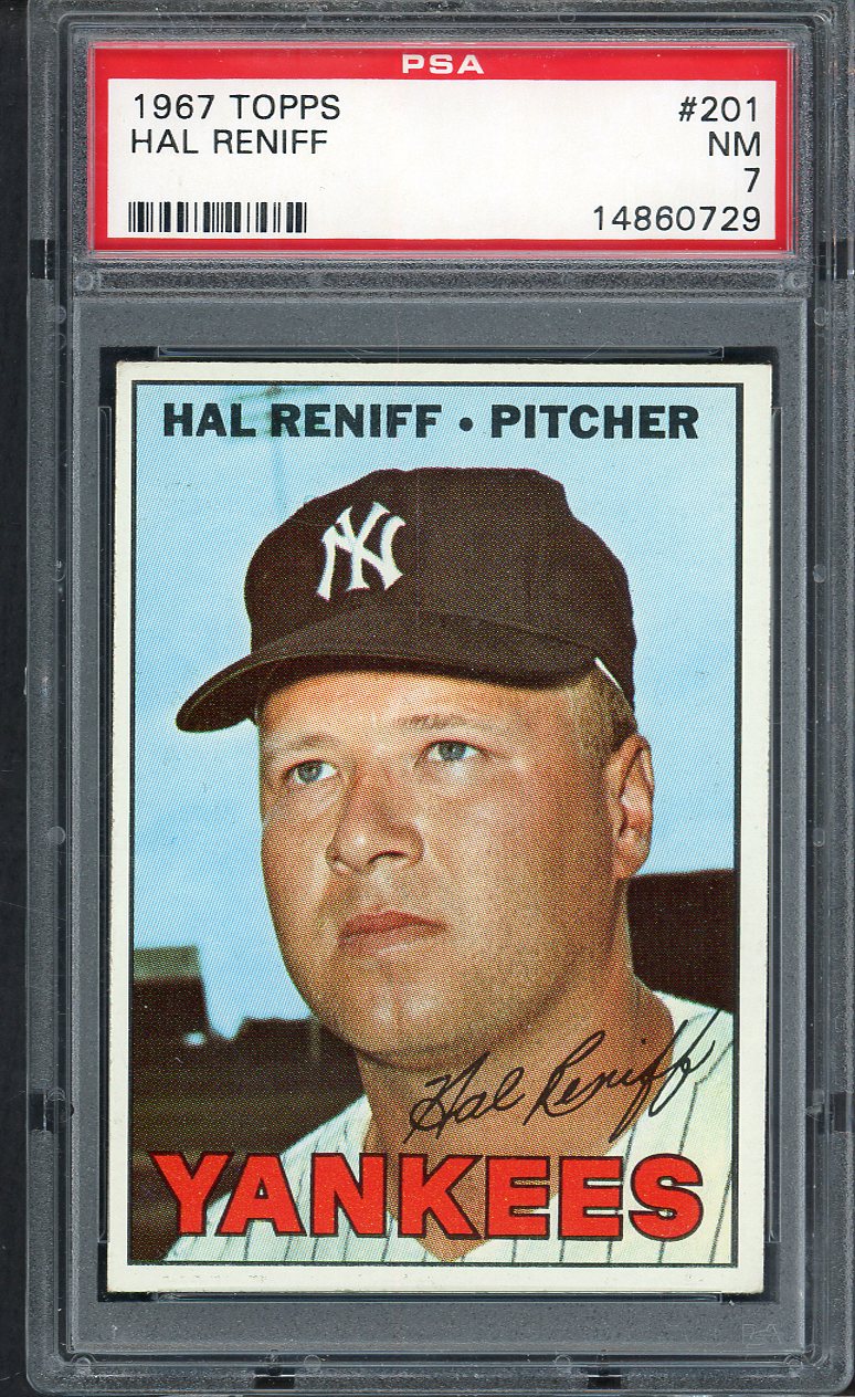 1967 Topps Baseball #201 Hal Reniff Yankees PSA 7 NM 564714