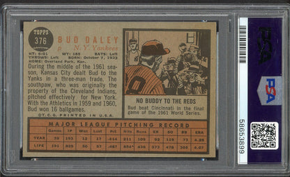 1962 Topps Baseball #376 Bud Daley Yankees PSA 7 NM 564725