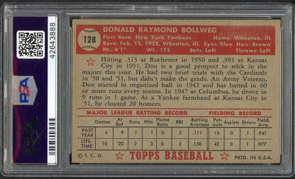 1952 Topps Baseball #128 Don Bollweg Yankees PSA 7 NM 564727
