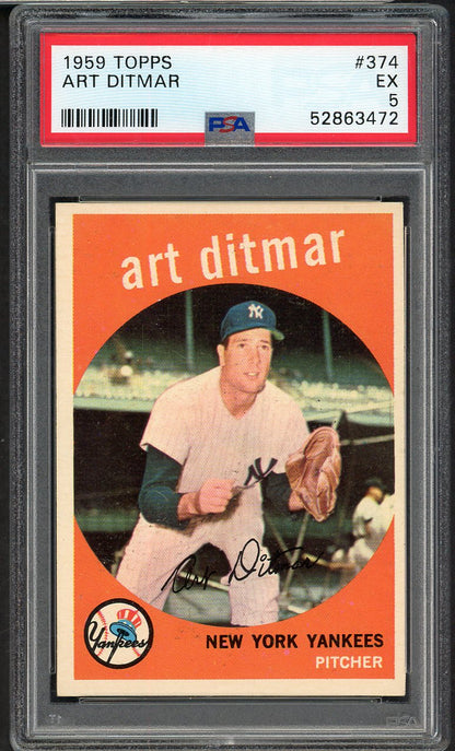 1959 Topps Baseball #374 Art Ditmar Yankees PSA 5 EX 564728