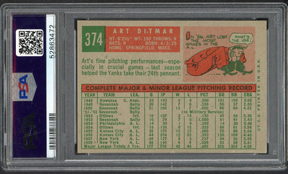1959 Topps Baseball #374 Art Ditmar Yankees PSA 5 EX 564728