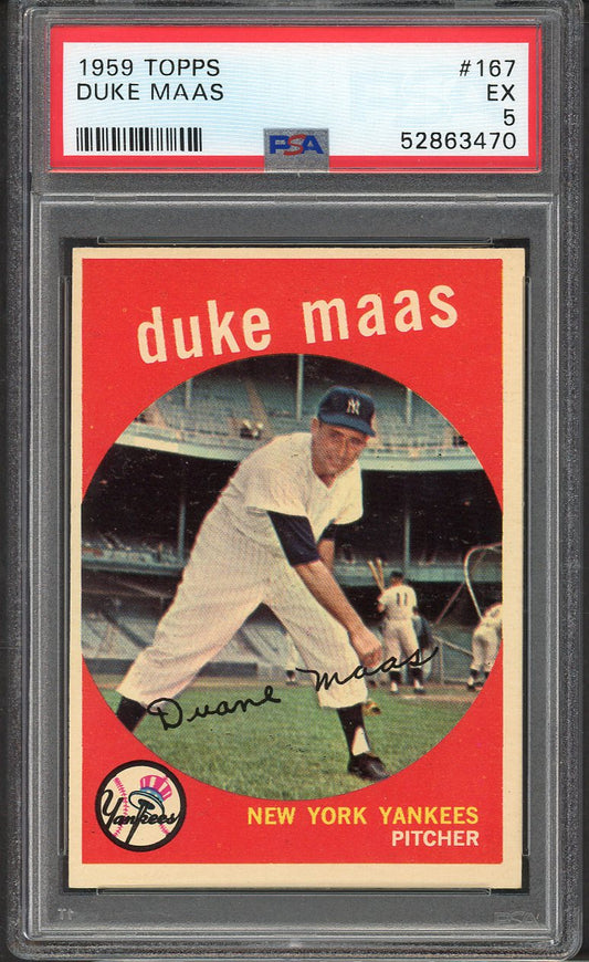 1959 Topps Baseball #167 Duke Maas Yankees PSA 5 EX 564729