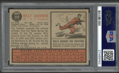 1962 Topps Baseball #338 Billy Gardner Yankees PSA 7 NM 564730