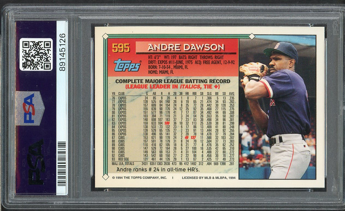 1994 Topps #595 Andre Dawson Red Sox PSA 10 GEM MINT 564737