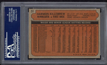 1972 Topps Baseball #051 Harmon Killebrew Twins PSA 8 NM/MT 564741