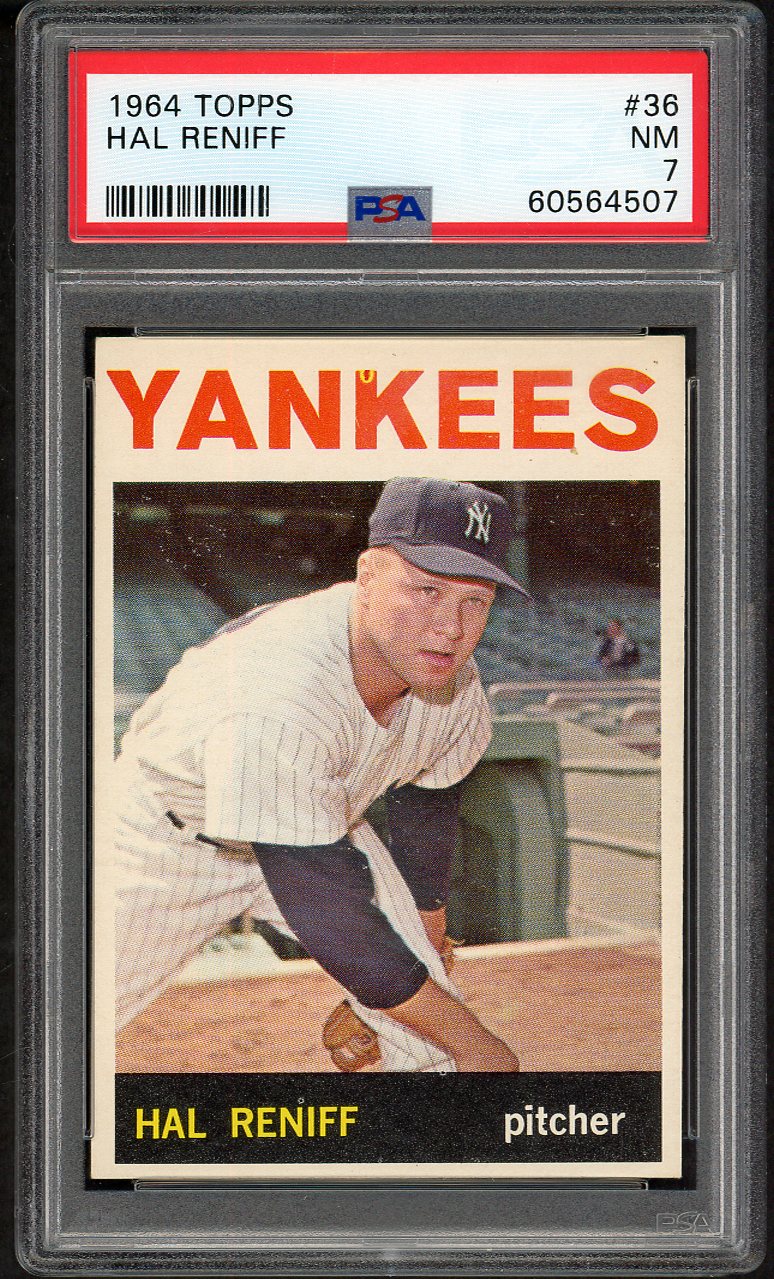 1964 Topps Baseball #036 Hal Reniff Yankees PSA 7 NM 564744