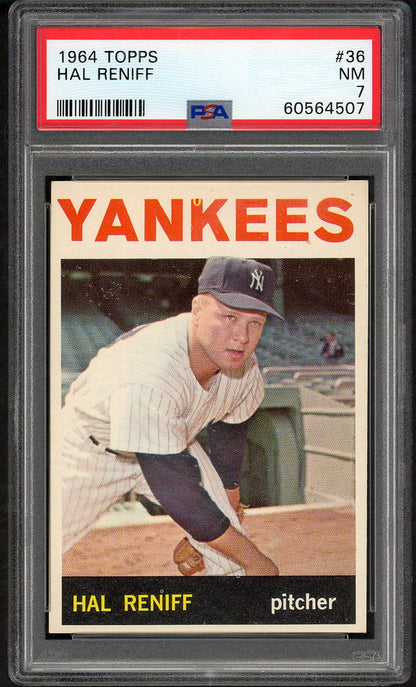 1964 Topps Baseball #036 Hal Reniff Yankees PSA 7 NM 564744
