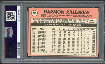 1969 Topps Baseball #375 Harmon Killebrew Twins PSA 7 NM 564746