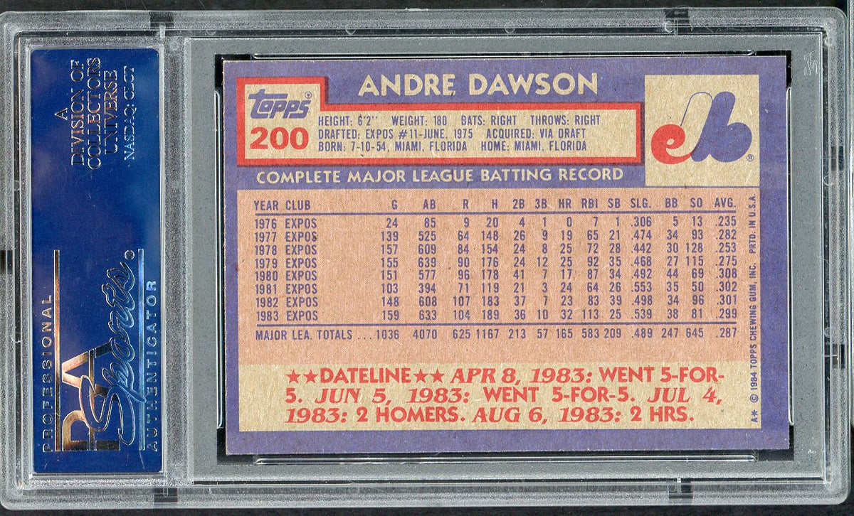 1984 Topps #200 Andre Dawson Expos PSA 10 GEM MINT 564752