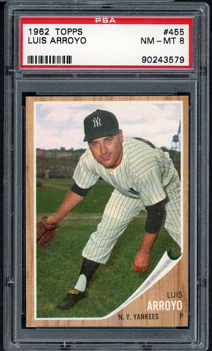 1962 Topps Baseball #455 Luis Arroyo Yankees PSA 8 NM/MT 564756