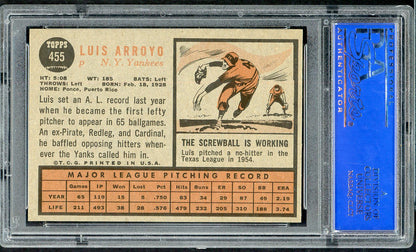 1962 Topps Baseball #455 Luis Arroyo Yankees PSA 8 NM/MT 564756