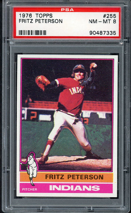 1976 Topps Baseball #255 Fritz Peterson Indians PSA 8 NM/MT 564769