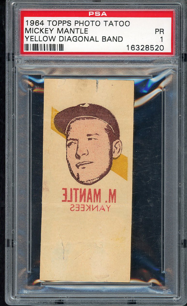 1964 Topps Baseball Tattoos Mickey Mantle Yankees PSA 1 PR Diagonal 564782