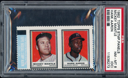 1962 Topps Baseball Stamp Panels Mickey Mantle Hank Aaron PSA 8 NM/MT oc 564786