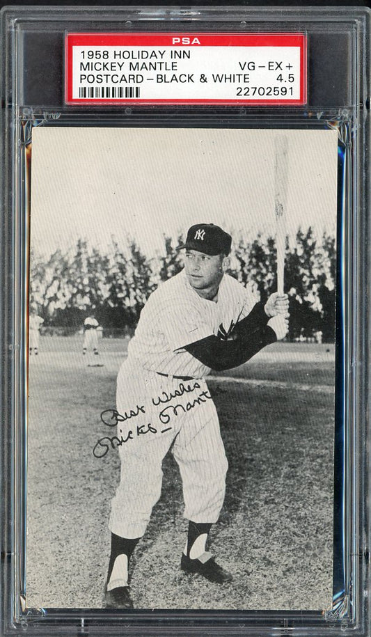 1958 Holiday Inn Postcard Mickey Mantle Yankees PSA 4.5 VG-EX+ 564798