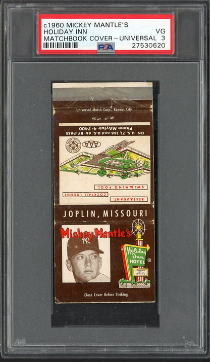1960's Universal Matchbook Mickey Mantle Holiday Inn PSA 3 VG 564800