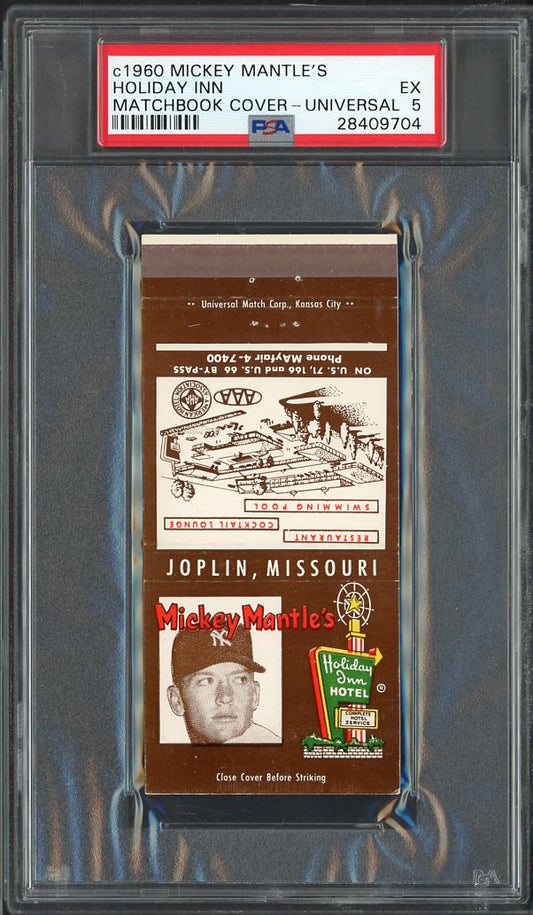 1960's Universal Matchbook Mickey Mantle Holiday Inn PSA 5 EX 564801