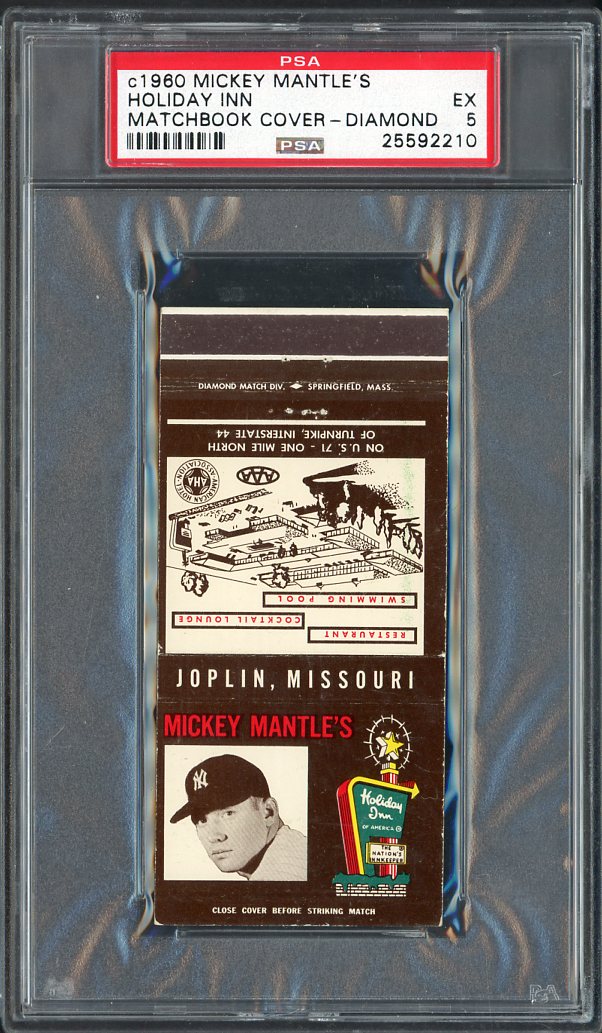 1960's Diamond Matchbook Mickey Mantle Holiday Inn PSA 5 EX 564802