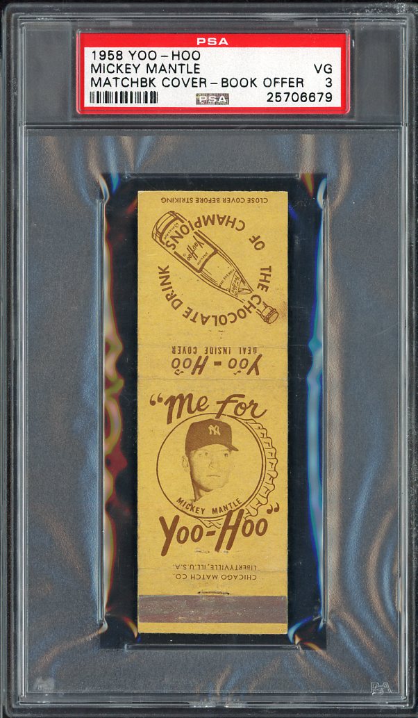 1958 Yoo Hoo Matchbook Mickey Mantle Yankees PSA 3 VG Book Offer 564803