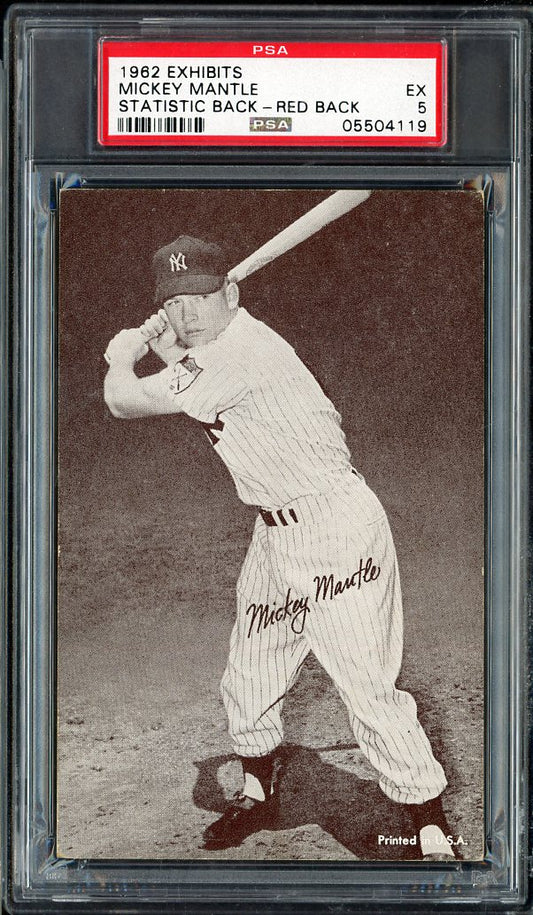 1962 Stat Back Exhibits Mickey Mantle Yankees PSA 5 EX Red 564809