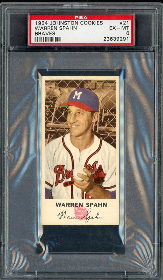 1954 Johnston Cookies #021 Warren Spahn Braves PSA 6 EX-MT 564810