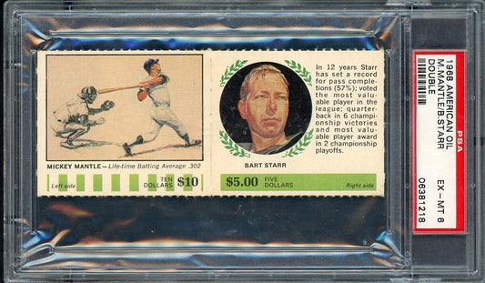1968 American Oil Panel Mickey Mantle Bart Starr PSA 6 EX-MT 564812