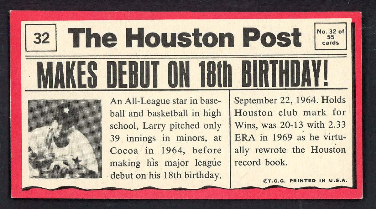 1971 Topps Baseball Greatest Moments #032 Larry Dierker Astros EX 564844
