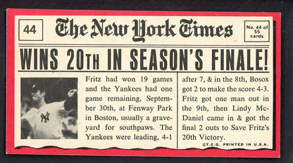 1971 Topps Baseball Greatest Moments #044 Fritz Peterson Yankees EX-MT 564856