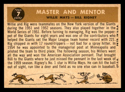 1960 Topps Baseball #  7 Willie Mays Bill Rigney NR-MT 564869