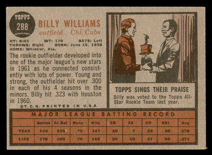 1962 Topps Baseball #288 Billy Williams Cubs EX 564872