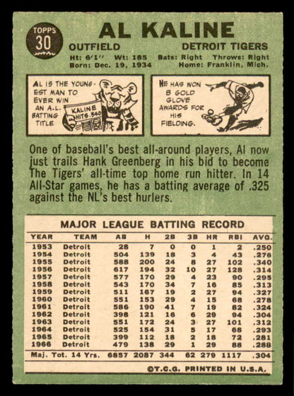 1967 Topps Baseball # 30 Al Kaline Tigers EX+/EX-MT 564890