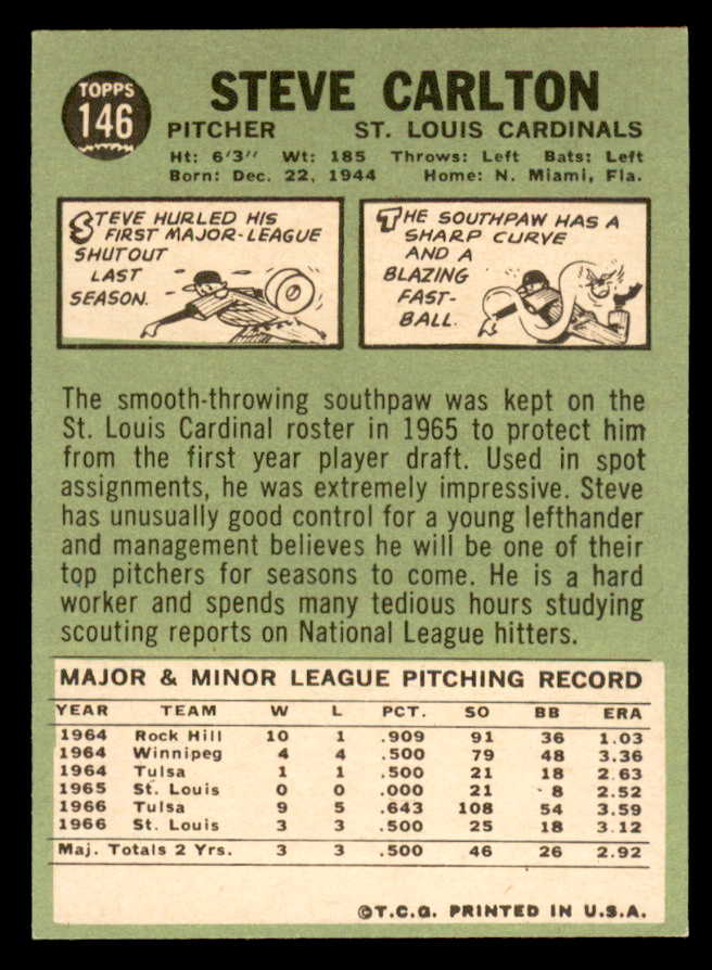 1967 Topps Baseball #146 Steve Carlton Cardinals EX-MT 564892