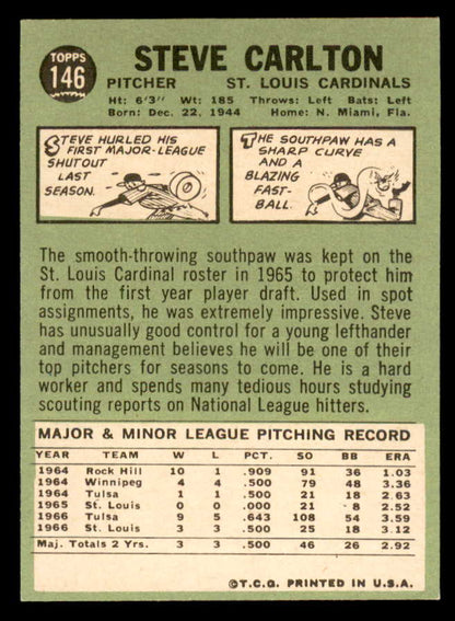 1967 Topps Baseball #146 Steve Carlton Cardinals EX-MT 564892