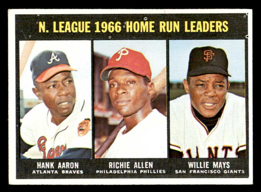 1967 Topps Baseball #244 N.L. Home Run Leaders Aaron Mays EX-MT 564895
