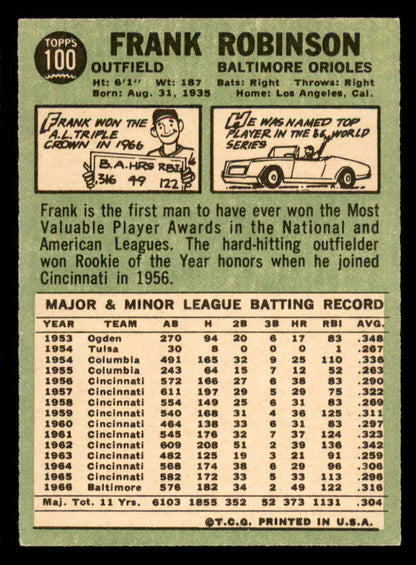 1967 Topps Baseball #100 Frank Robinson Orioles EX-MT 564896