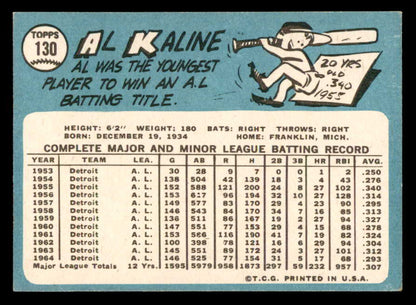 1965 Topps Baseball #130 Al Kaline Tigers EX-MT 564898