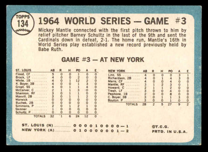 1965 Topps Baseball #134 World Series Game 3 Mickey Mantle EX-MT 564900