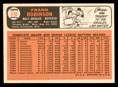1966 Topps Baseball #310 Frank Robinson Orioles EX-MT 564906