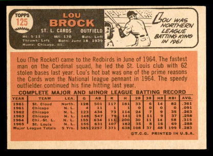 1966 Topps Baseball #125 Lou Brock Cardinals EX-MT 564908