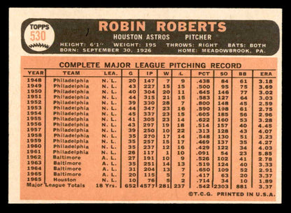 1966 Topps Baseball #530 Robin Roberts Astros EX-MT 564911