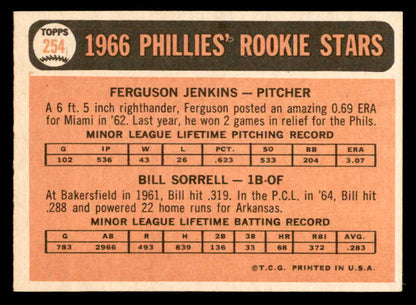 1966 Topps Baseball #254 Fergie Jenkins Phillies EX-MT 564913