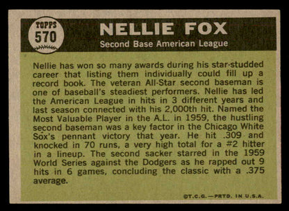 1961 Topps Baseball #570 Nellie Fox A.S. White Sox NR-MT 564918
