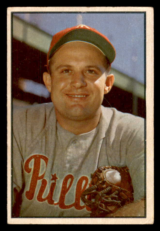 1953 Bowman Color Baseball # 28 Smoky Burgess Phillies VG-EX 564951