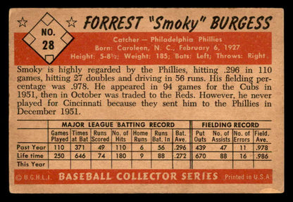 1953 Bowman Color Baseball # 28 Smoky Burgess Phillies VG-EX 564951