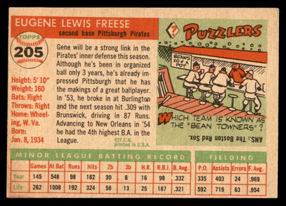 1955 Topps Baseball #205 Gene Freese Pirates EX-MT 564952